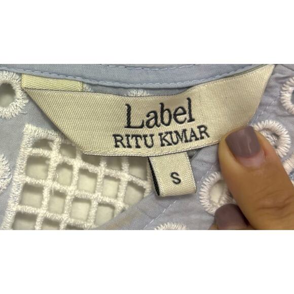 Label Ritu Kumar Blue Embroidered Lace Dress Size Small - Picture 4 of 5